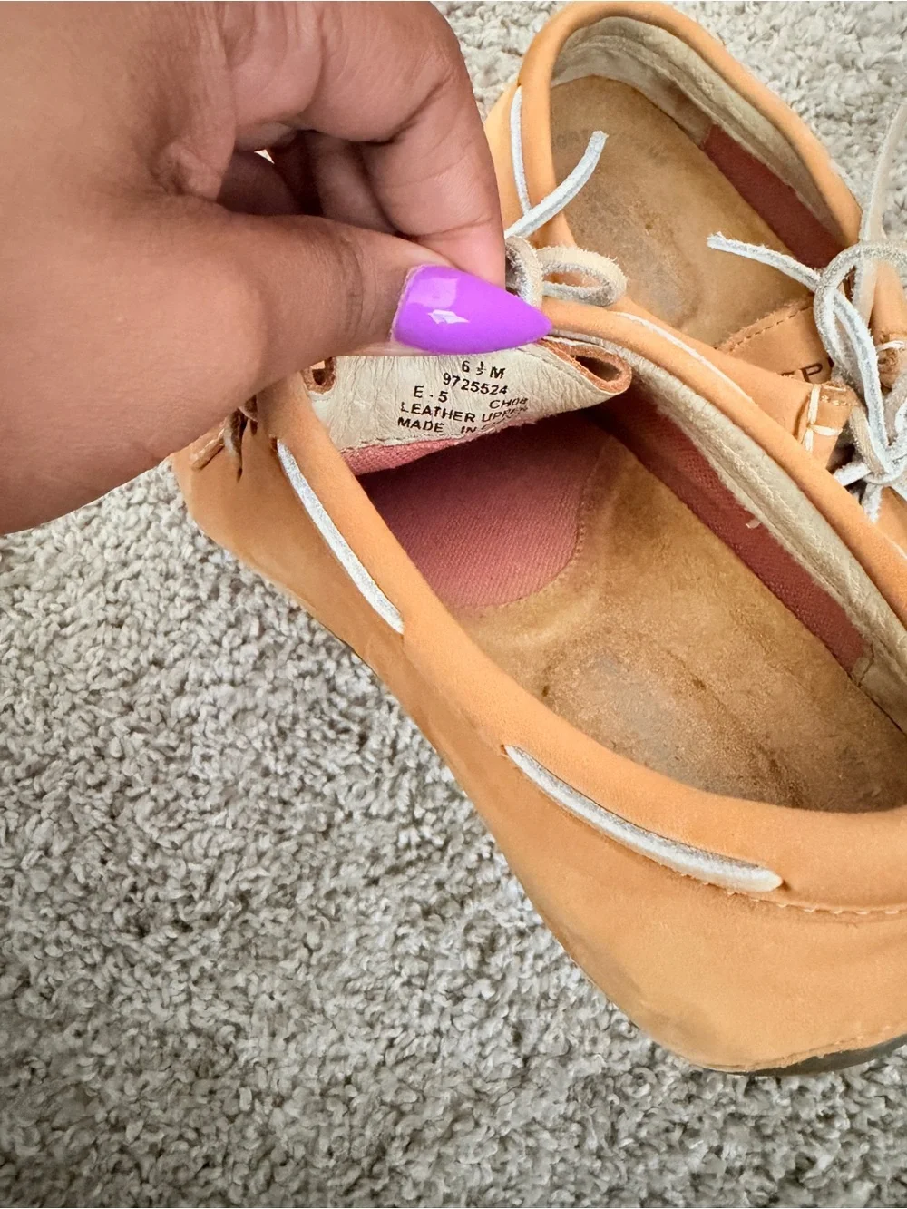 Sperry Orange-Tan Leather Moc Toe Boat Shoes